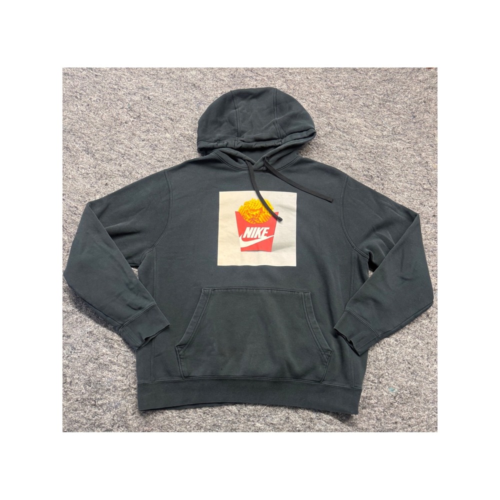 Nike Mens French Fries Graphic Hoodie Black Pullover Fleece L Large DW2274-010